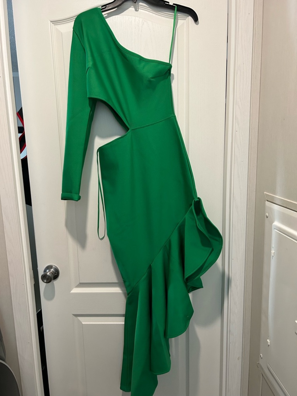 Fashion Nova Green Asymmetrical One-Shoulder Cutout Dress